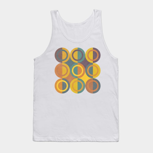 Geometric Shapes Orange Green Circles Tank Top by FAROSSTUDIO